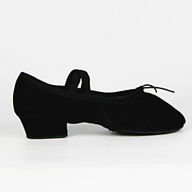 Non Customizable Women's Dance Shoes Ballet Canvas Chunky Heel Black/Pink/Red Non Customizable Women's Dance Shoes Ballet Canvas Chunky Heel Black/Pink/Red