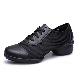 Women's Dance Shoes Sneakers Breathable Leathersurface Low Heel Black/Red Women's Dance Shoes Sneakers Breathable Leathersurface Low Heel Black/Red