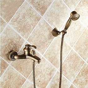 Antique Tub And Shower Handshower Included Ceramic Valve Two Holes Single Handle Two Holes Antique Brass , Shower Faucet Bathtub Faucet