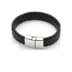 Braided Pu Leather Bracelets With Stainless Steel Charm Design Bangles For Men Jewelry Gifts