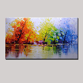 Hand-painted Color Tree Abstract Landscape Modern Oil Painting On Canvas One Panel Ready To Hang