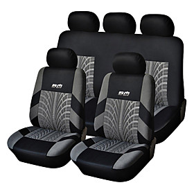 5 Seats Universal Car Seat Cover Black/gray Textile Material Vehicle Seat Coler (9 Pcs Per Kit)