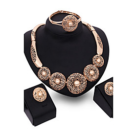 Vintage \/ Party-Damen-Halskette \/ Ohrring \/ Armband \/ Ring (Rose Gold uberzogen \/ Zirkonia)