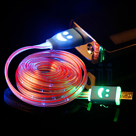 100CM Smile Face USB Charging Data Sync/Breathing LED Light Emitting Cable For Samsung and Other Android Phones 100CM Smile Face USB Charging Data Sync/Breathing LED Light Emitting Cable For Samsung and Other Android Phones