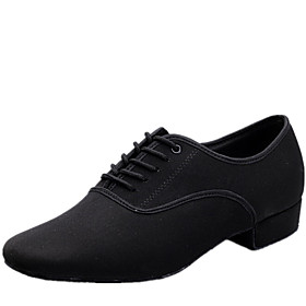 Latin Men's Dance Shoes Heels Canvas Low Heel Black Latin Men's Dance Shoes Heels Canvas Low Heel Black