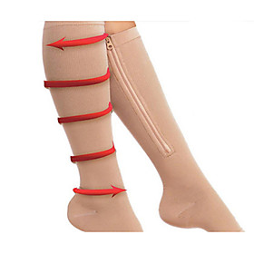 Zipper Compression Socks Zip Leg Support Knee Stockings Sox Open Toe