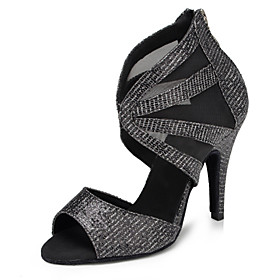 Customizable Women's Ballroom Dance Shoes Latin / Swing Shoes / Salsa / Samba Sparkling Glitter Customized Heel Gray Customizable Women's Ballroom Dance Shoes Latin / Swing Shoes / Salsa / Samba Sparkling Glitter Customized Heel Gray