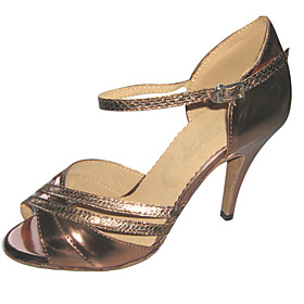 Customizable Women's Dance Shoes Latin/Salsa Leatherette Customized Heel Brown Customizable Women's Dance Shoes Latin/Salsa Leatherette Customized Heel Brown