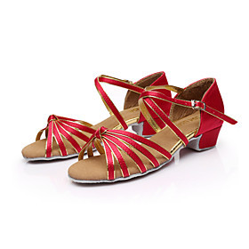 Non Customizable Women's/Kids' Dance Shoes Latin/Salsa Satin/Leatherette Chunky Heel Black/Blue/Brown/Red/Silver/Gold/Leopard/Other Non Customizable Women's/Kids' Dance Shoes Latin/Salsa Satin/Leatherette Chunky Heel Black/Blue/Brown/Red/Silver/Gold/Leopard/Other