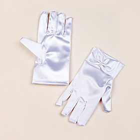 Wrist Length Fingertips Glove Satin Flower Girl Gloves Spring Summer Fall Winter Bow Wrist Length Fingertips Glove Satin Flower Girl Gloves Spring Summer Fall Winter Bow