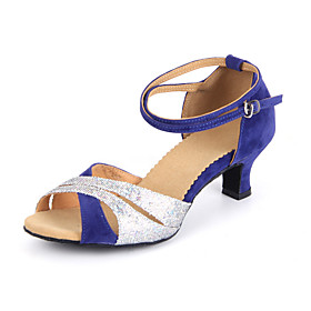 Non Customizable Women's Dance Shoes Latin / ballroom Suede/Leatherette Cuban Heel 5.5cm Heel Height Black /Blue Non Customizable Women's Dance Shoes Latin / ballroom Suede/Leatherette Cuban Heel 5.5cm Heel Height Black /Blue