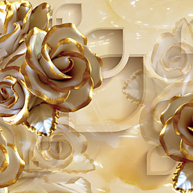 Jammory Floral Wallpaper Luxury Wall Covering,canvas European Golden Rose