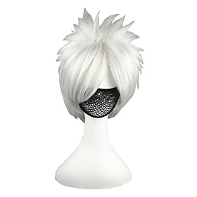 Cosplay Wigs Naruto Hatake Kakashi Silver Short Anime Cosplay Wigs 35 Cm Heat Resistant Fiber Male / Female