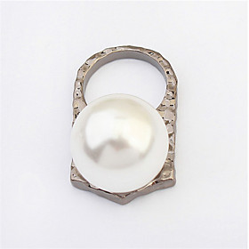 Hot Sale Simulated Diamond Pearl Ring Rhodium Plated Open Cocktail Party Finger Rings Female Fashion Jewelry