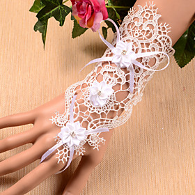 White Wrist Length Fingerless Glove Lace Bridal Gloves / Party/ Evening Gloves Ring Bracelet(1pc) White Wrist Length Fingerless Glove Lace Bridal Gloves / Party/ Evening Gloves Ring Bracelet(1pc)