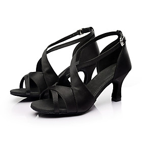 Customizable Women's Dance Shoes Latin/Salsa Satin Customized Heel Black/Brown/Red Customizable Women's Dance Shoes Latin/Salsa Satin Customized Heel Black/Brown/Red