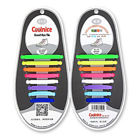 Coolnice No Tie Silicone Shoelace Silica Gel Stretch Silicone Recreational Sports (be Applicable 30-37 Cn Shoe Size)