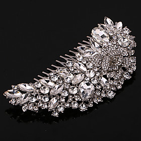 Luxury Style 126cm Hair Combs with Flower Rhinestone Crystal for Lady Wedding Party