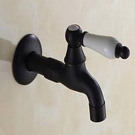 Art Deco/retro Vessel Brass Valve Single Handle One Hole Oil-rubbed Bronze , Bathroom Sink Faucet