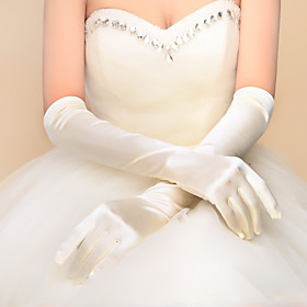 Classical Elbow Length Fingertips Glove Elastic Satin Bridal Gloves Classical Elbow Length Fingertips Glove Elastic Satin Bridal Gloves