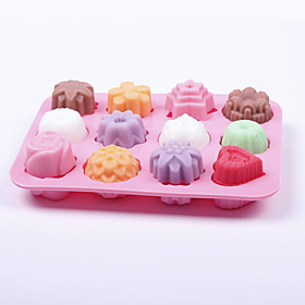 12 Holes Flowers And Plants Silicone Cake Mould Pudding Jelly Ice Mold Handmade Soap Mold