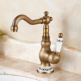 Kitchen faucet - Traditional Antique Brass Standard Spout Centerset