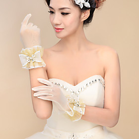 Wrist Length Fingertips Glove Tulle Bridal Gloves Spring Summer Fall Winter Embroidery Wrist Length Fingertips Glove Tulle Bridal Gloves Spring Summer Fall Winter Embroidery
