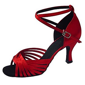 Customizable Women's Dance Shoes Satin Latin / Jazz / Swing Shoes / Salsa Dance Shoes Sandals Practice / Beginner Customizable Women's Dance Shoes Satin Latin / Jazz / Swing Shoes / Salsa Dance Shoes Sandals Practice / Beginner