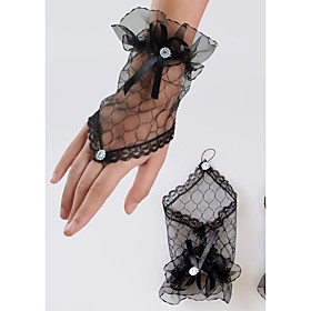 Wrist Length Fishnet Glove Lace Bridal Gloves Spring Summer Fall Winter Floral Rhinestone Wrist Length Fishnet Glove Lace Bridal Gloves Spring Summer Fall Winter Floral Rhinestone