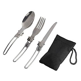 Camping Spoon Camping Spork Sets Foldable Collapsible Stainless Steel for Camping Picnic Outdoor