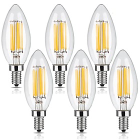 kwb 6W E12 LED Filament Bulbs C35 6 COB 600 lm Warm White Dimmable AC 110-130 V 6 pcs kwb 6W E12 LED Filament Bulbs C35 6 COB 600 lm Warm White Dimmable AC 110-130 V 6 pcs