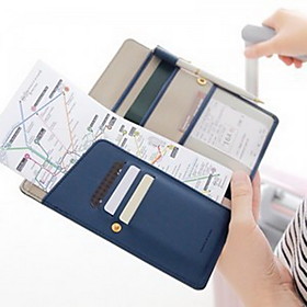 Pu Leather Travel Wallet Passport Holder Id Holder Waterproof Portable Dust Proof Travel Storage