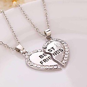 Fashion Jewelry Gold Plated Crystal Broken Heart Pendant Parts 2 Best Friend Necklaces Pendants For Friends