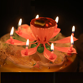 Musical Lotus Flower Candles Happy Birthday Candle For Party Gift Lights Decoration