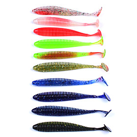 10 Pcs Soft Bait Fishing Lures Soft Bait Lure Packs Shad Grub Assorted Colors G/ounce,85 Mm/3-5/16" Inch,soft Plastic Siliconsea Fishing