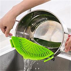1pcs Silicone Multifunction Funnel Strainer Pot Pan Bowl Baking Wash Rice Colander Kitchen Accessories Gadgets Cooking Tools Random Color