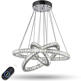 Dimmable Modern Crystal Chandeliers Indoor Led Pendant Lighting Ring Lighting 67w With Remote Control