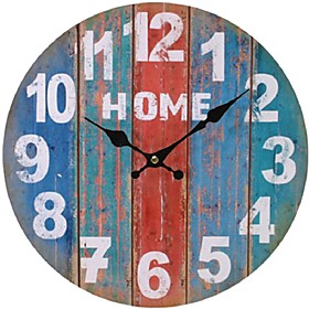 Round Vintage France Paris Colourful French Country Tuscan Style Paris Creative Wood Wall Clock Watch