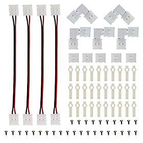 A Set LED Strip Light 5050 5630 Connector and Munting Bracket Kit Screws included for 2-Pin 10mm Single Color LED Strip Lights A Set LED Strip Light 5050 5630 Connector and Munting Bracket Kit Screws included for 2-Pin 10mm Single Color LED Strip Lights