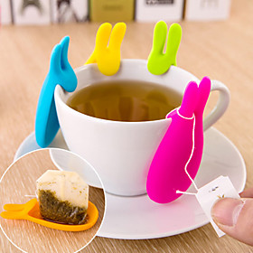 1pcs Lovely Rabbit Tea Bag Holder Cute Silicone Cup Mug Hanging Tool Gift Coffee Tea Spoon Holder Random Color
