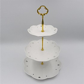 1pcs 3 Tier Cake Plate Stand(plate Not Include) Handle Crown Fitting Metal Wedding Party Silver/golden