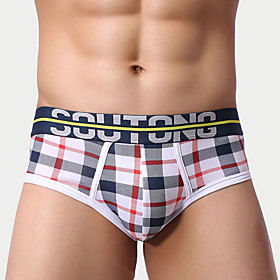Male Men Push-up Plaid/check Briefs Underwear