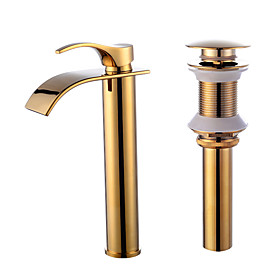 Centerset Single Handle One Hole Gold , Bathroom Sink Faucet