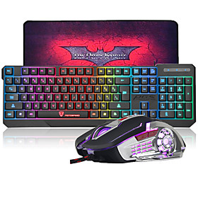 Mk70 Usb Wired Led Rainbow Backlit Gaming Keyboard And Mouse Combo With Cool Big Size Gaming Mousepad