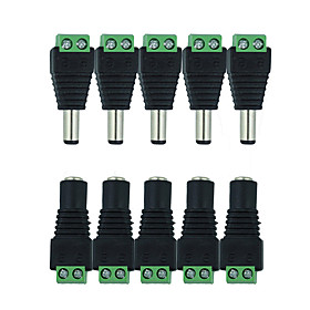 HKV 10Pcs 5 Female 5 Male DC Connector 2.15.5mm Power Jack Adapter Plug Cable Connector For Single Color Led Tape HKV 10Pcs 5 Female 5 Male DC Connector 2.15.5mm Power Jack Adapter Plug Cable Connector For Single Color Led Tape