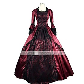 Rococo Victorian Female One-piece/dress Red Cosplay Satin Sleeveless Floor Length