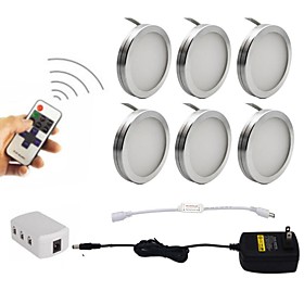 6pcs 2w Dimmable Led Under Cabinet Puck Lights With Wireless Rf Remote Control For Furniture Lighting 85-265v