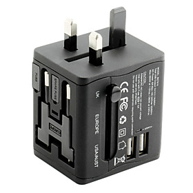 Universal Travel Adapter 2.1a 2 Usb Charging Ports Worldwide All In One Universal Power Converter Wall Charger