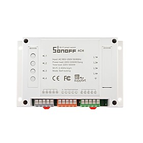 Sonoff 4ch 4 Channel 10a 2200w 2.4ghz Smart Home Wifi Wireless Switch App Remote Control Ac 90v-250v