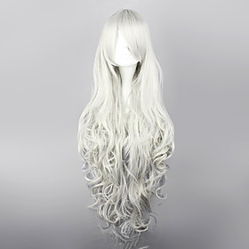 Cosplay Wigs Black Butler Queen Victoria White Long / Curly Anime Cosplay Wigs 90 Cm Heat Resistant Fiber Female